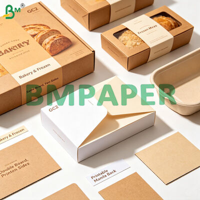 250gsm Giấy carton gấp 2 mặt trắng phủ hoàn toàn, mặt sau màu manila dùng cho sản phẩm bánh ngọt